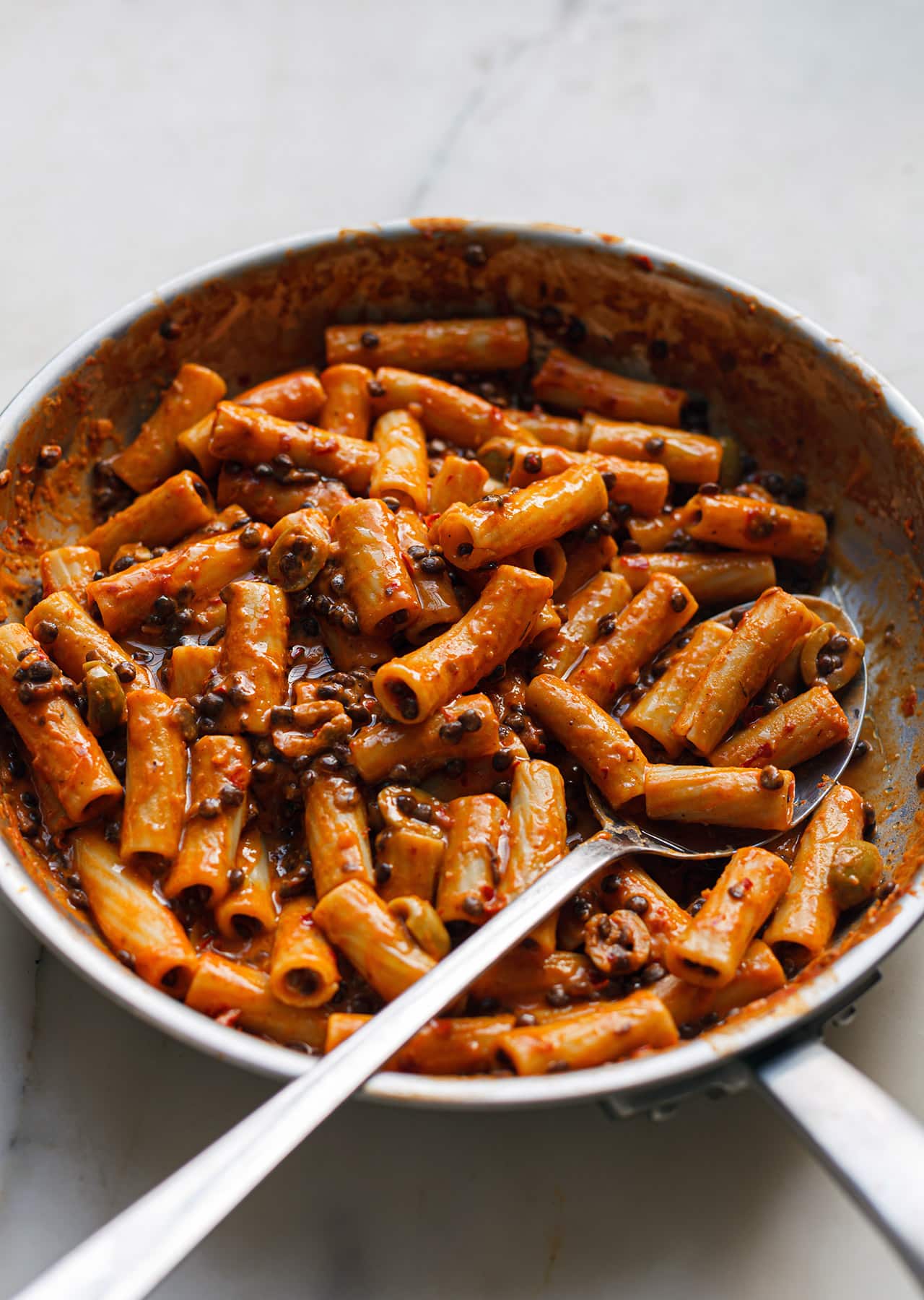 Vegan High Protein Lentil Harissa Pasta Recipe