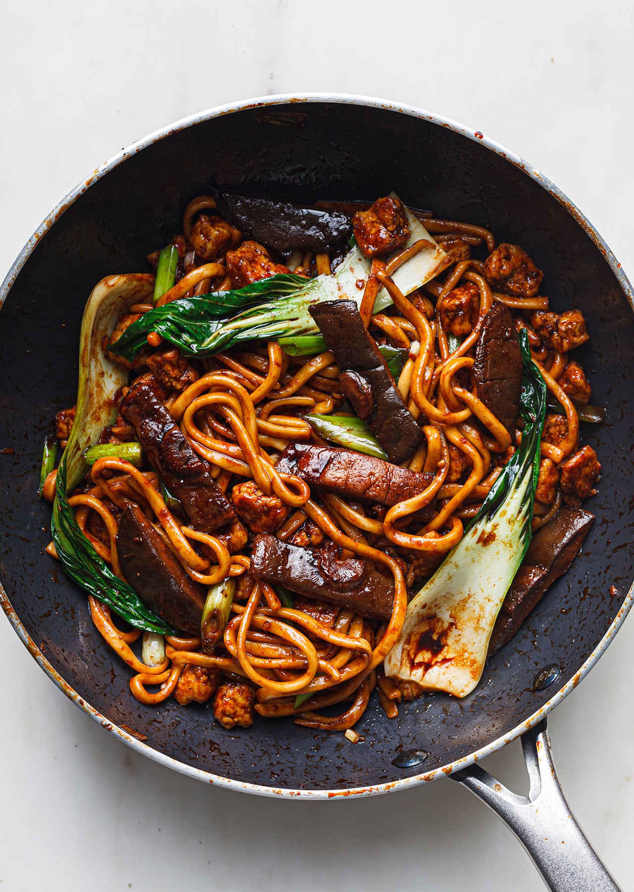 Vegan Seared Mushroom Tofu Udon Noodles Recipe