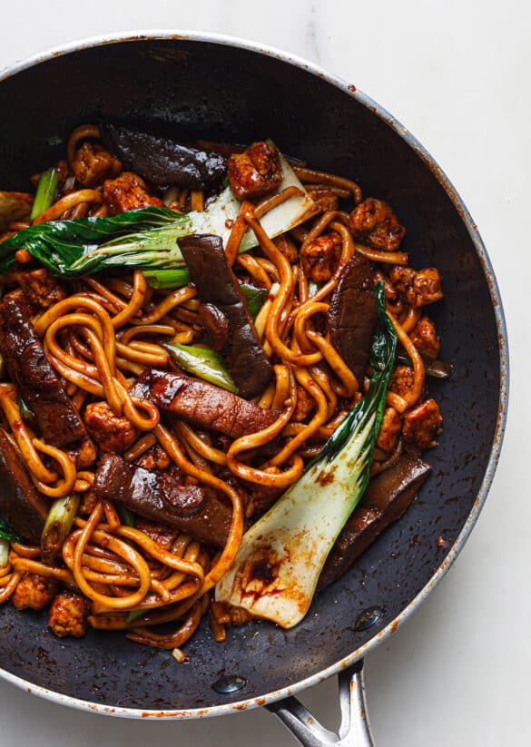 Vegan Seared Mushroom Tofu Udon Noodles Recipe