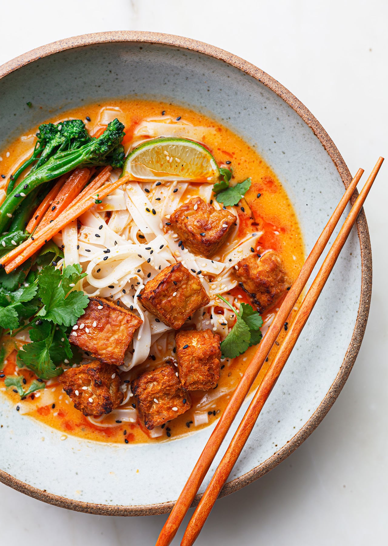 Vegan Thai Tempeh Peanut Butter Noodle Soup Recipe