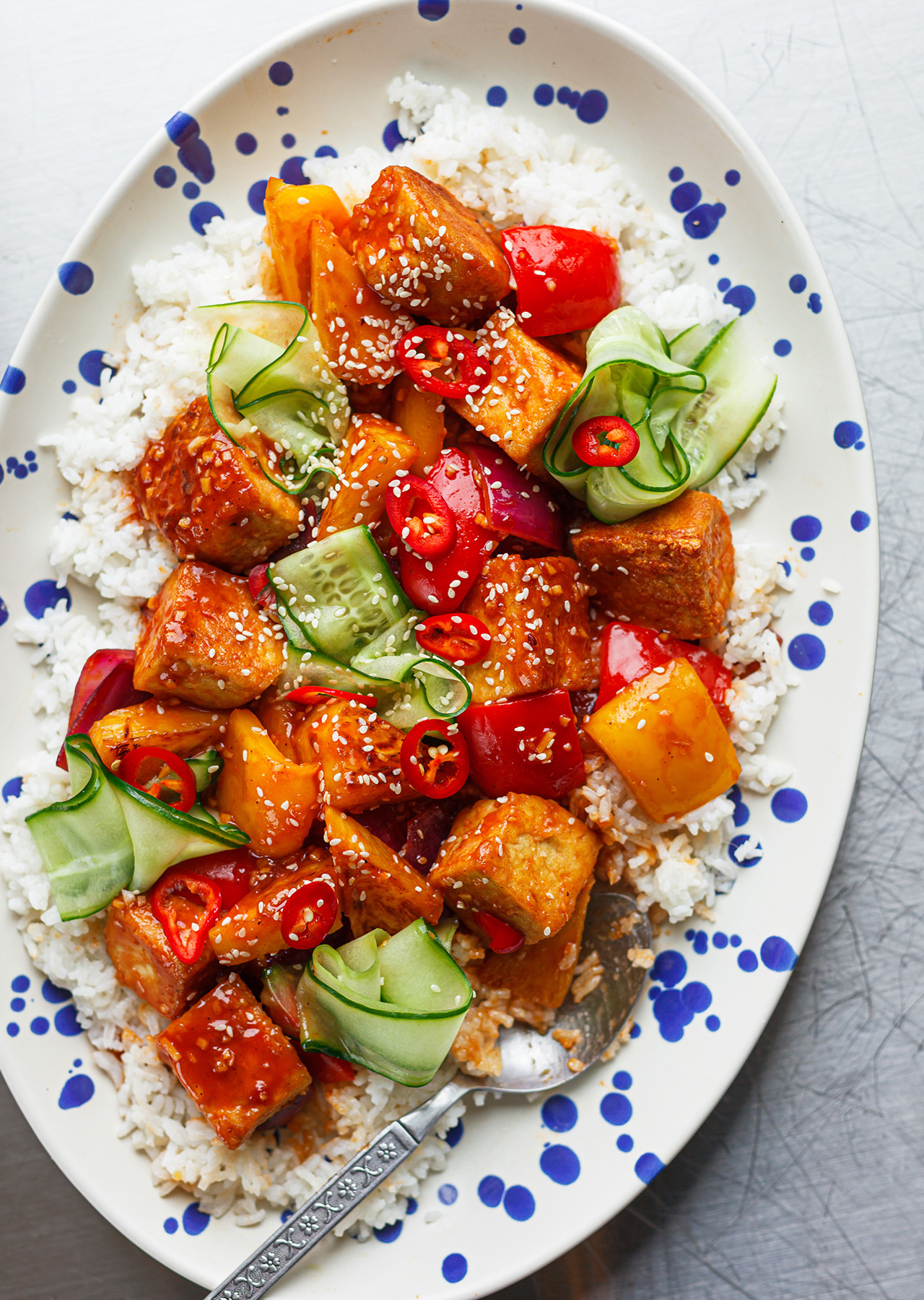 Plant Based Vegan Sweet And Sour Tofu With Caramelised Pineapple Recipe